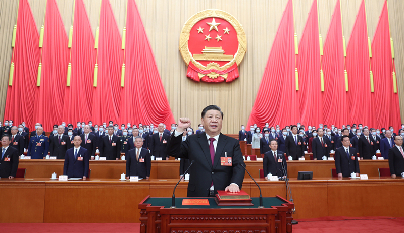 2023年3月10日，習(xí)近平進行憲法宣誓。